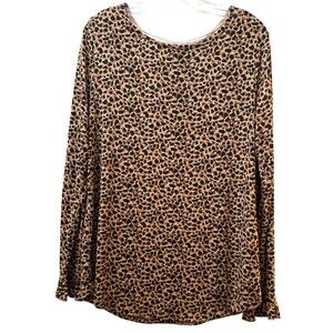 24/7 Maurices Cheetah Animal Print Tunic Top Womens Size Large Brown Black NWOT